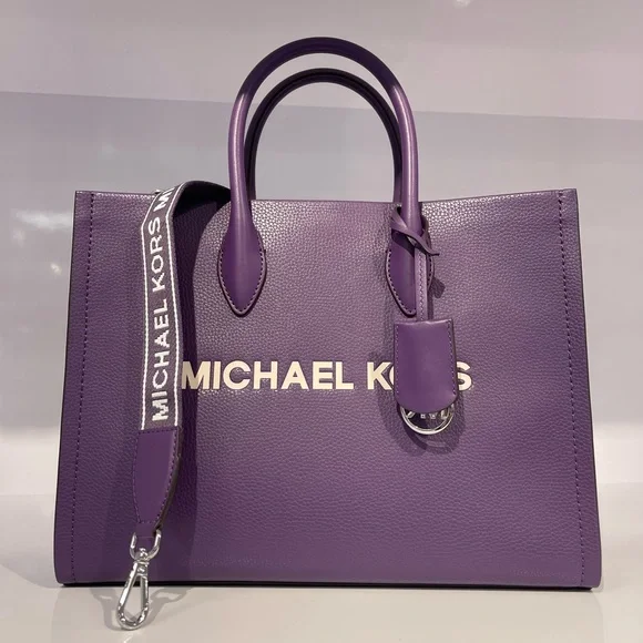 MICHAEL KORS Mirella Medium EW Pebbled Leather Tote Bag
Dark Purple 
NWT - Picture 7 of 16
